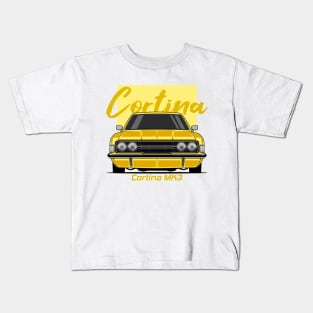 Front Yellow Cortina MK3 Classic Kids T-Shirt